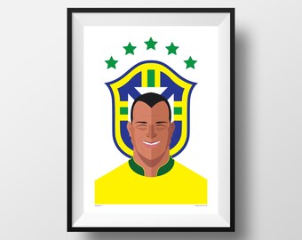 Cafu Poster, Brazil International, Legend, Milan, Roma, Calcio A, Serie A, Illustration
