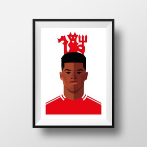 Marcus Rashford Poster, Manchester United, England International, Illustration