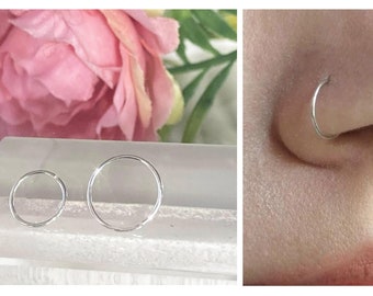 Dainty Nose Ring, Helix Piercing Ring Small ,Tragus Hoop Earring, Cartilage Hoop,Piercing Jewelry, Thin Nose Hoop, 925 Sterling Silver 0.5mm
