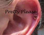 Bohemian Polished Tragus Heart Cartilage Earring, Heart Tragus earring, Tragus stud, Helix earring Flat back