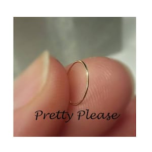Nose Ring Hoop Thin Small Gold  22g Surgical Steel Seamless Nose Ring/ Tragus Hoop/ Cartilage Helix Ring