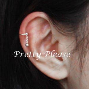 Dangle Ball Earring Hoop 925 Sterling Silver Cartilage Hoop | Tragus Helix Nose Ring Jewelry