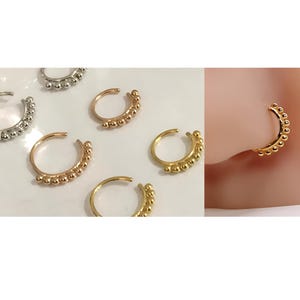 Dainty Nose Ring,Helix Piercing Ring Small 6mm 8mm,Tragus Hoop Earring,Cartilage Piercing Jewelry ,Boho Tribal Nose Hoop, Gold, Silver
