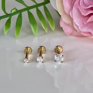 Triple Forward Helix Earring,Ab Crystal Labret Stud Earrings,Tragus Stud ,Flatback Stud Helix Piercing Cartilage Gift For Her,Gift SET