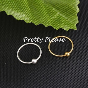 Nose Hoop Ring Ball Nose Hoop 925 Sterling Silver Gold Small Thin Nose Ring,Continuous ,Piercing Jewellery, Eyebrow, Tragus