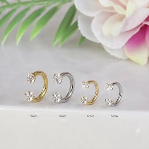 16G CZ Horseshoe Septum Ring • Internally Threaded Surgical Steel Nose Hoop • 1.2mm Dainty Cartilage Helix Tragus Piercing Jewelry 6mm 8mm