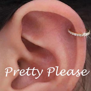 Cartilage Earring Tragus Ring Silver Gold Crystal Gems Rook Nose Hoop Helix Surgical Plated