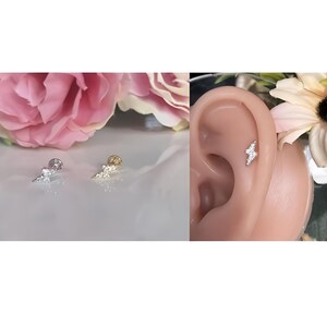16g Tragus Stud, Flatback Earrings , Helix for Piercing Jewellery Cartilage,  Labret Stud, Conch Earring,Internally Threaded Lightening Bolt