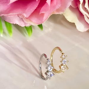 Sparkly 8mm Nose Ring,Dainty Nose Hoop, Gold Silver Nose Ring, Huggie Nose Piercing, Helix, Cartilage Piercing, Nose Jewelry, Tragus Earring