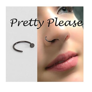 Stylish Black Nose Ring Surgical Steel Helix Hoop | Unique Body Piercing Lip Jewelry with Comfortable Fit & Open Nose Ring