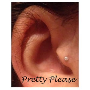 16g White Pearl Stud Earring, Dainty Tragus, Cartilage Earring, Screw In Barbell Earring, Women Elegant Earring, Ear Jewelry, Flatback Stud