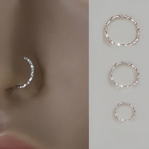Thin Nose Ring 24g, Twisted Nose Hoop, Dainty Nose Piercing, Delicate Nose Stud, Helix Hoop, Conch Piercing, Fake Nose Ring, Cartilage