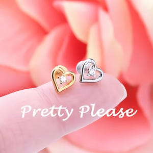 Tragus Stud Earring, Dainty Flat Back Earring, Helix Piercing Stud Earring, Cartilage Threaded Earring, Women Jewelry,Labret Stud Heart