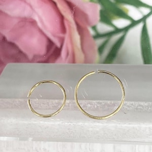Nose Ring Thin 0.5mm Continuous Cartilage Hoop  Helix Tragus earring Stud 925 Sterling Silver Nose Hoop Jewelry
