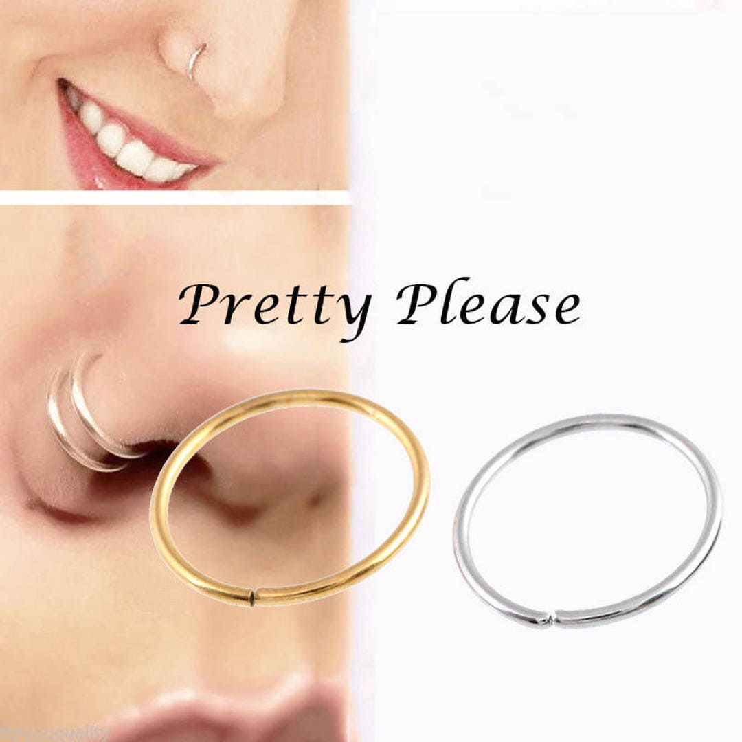 Amazon.com: SQKXKLCZ 4Pcs G23 Titanium 20G Double Hoop 6mm 8mm 10mm 12mm  Twist Nose Ring for Single Piercing Spiral Nose Rings Hoops for Women Nose  Piercing : Clothing, Shoes & Jewelry