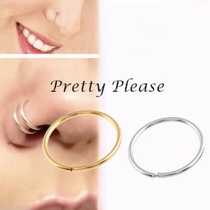 Extra Thin Nose Ring Hoop, 316 Surgical Steel Hoop, Lightweight Cartilage, Tragus Earring & Helix Ring for Comfortable Piercing Jewelry