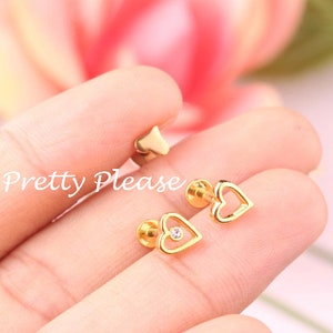 3 x 16g Flatback Stud Helix Earrings Tragus Piercing  Jewelry Cartilage Labret Stud  Love You Lots