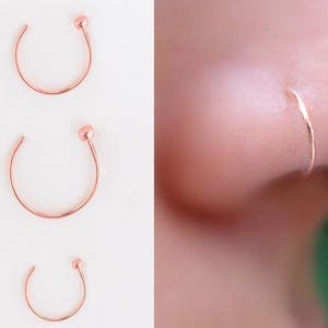 Dainty Nose Ring,Helix Piercing Ring Small Tragus Hoop Earring,Cartilage Hoop,Piercing Jewelry ,Thin Nose Hoop,925 Sterling Silver ROSE GOLD