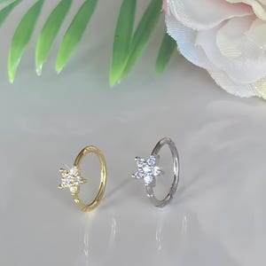 Dainty Nose Ring, Cartilage Hoop Gold ,Silver Flower Helix Ring, Tragus Earring ,Piercing Jewellery, Forward Helix Hoop Nose Jewelry Small