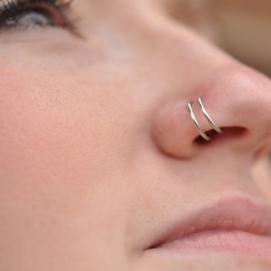 Dainty Nose Ring, Spiral Nose Hoop Jewelry,Double Spiral Ring,  indian piercing,  925 Sterling Silver, Helix Hoop, Tragus Earring, Cartilage