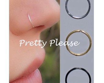 Nose Ring/Cartilage/Tragus Hoop 316L Small Thin 0.6mm Surgical Stainless Steel Seamless -Single