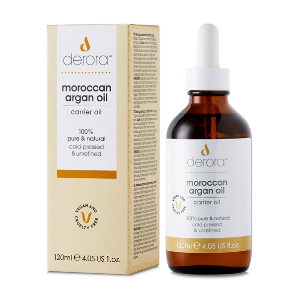 Moroccan Argan Oil by Derora | Nourishes Skin, Hair and Nails | Cold Pressed and Unrefined | Antioxidant and Rich in Omega 6 & Vitamin E