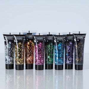 Holographic Chunky Face & Body Glitzer Gel by Moon Glitter - 12ml - Glitzer Gesichtsfarbe