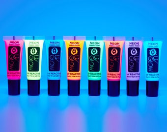 UV Neon Face & Body Paint Glow Kit 6 Bottles 0.75 Oz. Each Top Rated  Blacklight Reactive Fluorescent Paint Safe, Washable, Non-toxic 