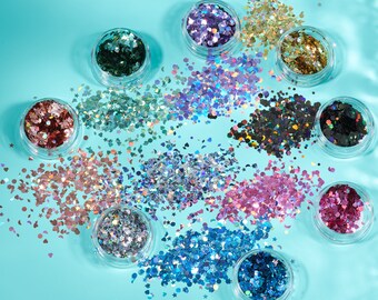 Holographic Glitter Shapes by Moon Glitter – 100% Cosmetic Glitter for Face, Body, Nails, Hair and Lips - 3g