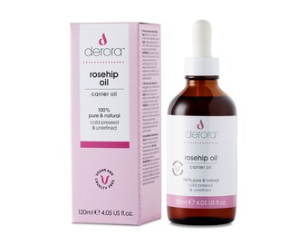 Rosehip Oil by Derora | 120ml | Nourishes Skin, Hair and Nails  | Cold Pressed and Unrefined | Antioxidant and Vitamin A, C and E Rich