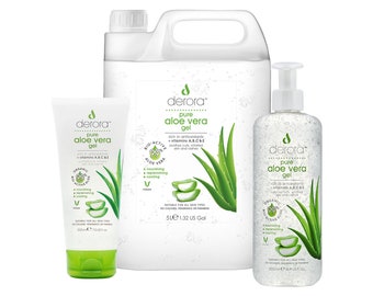 Aloe Vera Gel by Derora - Contains 100% Pure, Organic & Natural Bio Active Aloe Ingredients