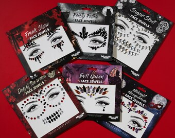 Face Jewels by Moon Terror - Festival Face Body Gems, SFX Make up, Crystal Make up Eye Glitter Stickers, Temporary Tattoo Jewels