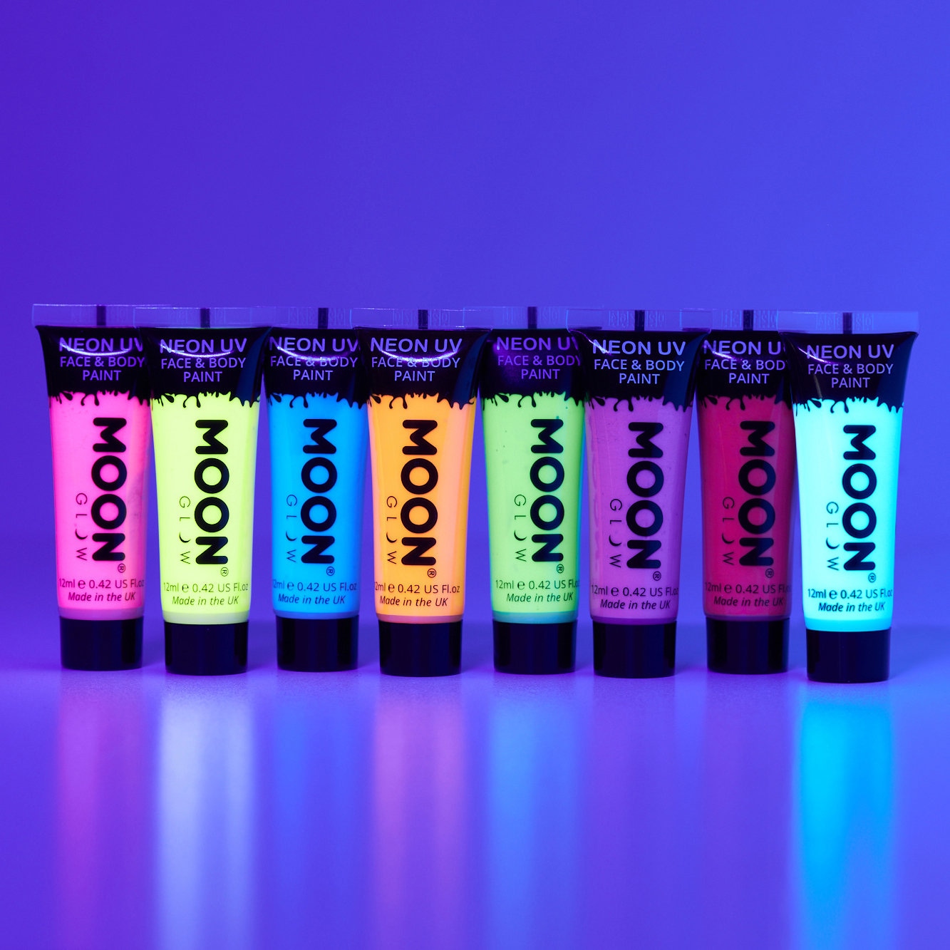 UV Glow Blacklight Face and Body Paint, Neon Fluorescent, 0.34 fl oz, 6  Tubes 