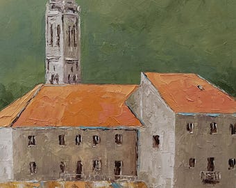 Jelsa Village, Hvar – Adriatic Oil Painting from Croatia