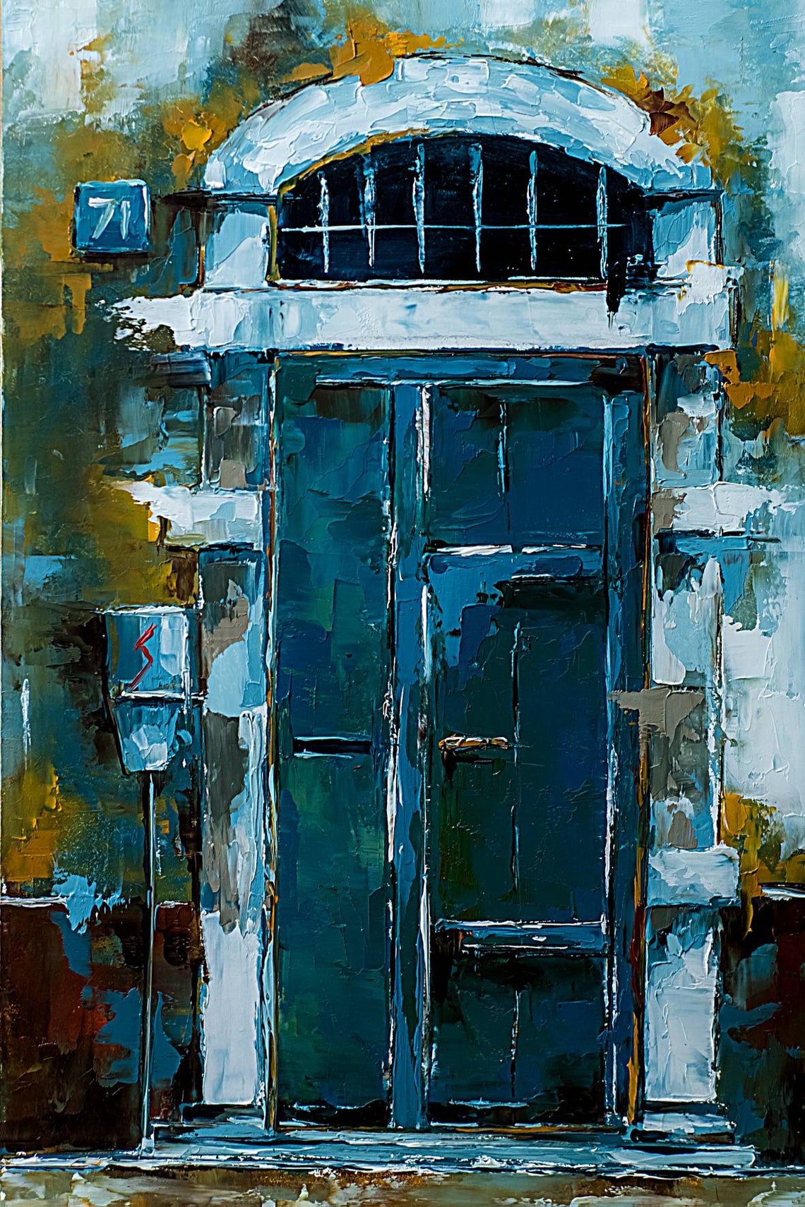 Old door. Original oil painting art. Gift idea Etsy