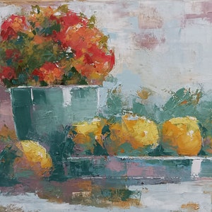 Modern still life painting. Original oil painting on canvas