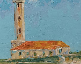 Stončica Lighthouse. Adriatic Oil Painting from Croatia