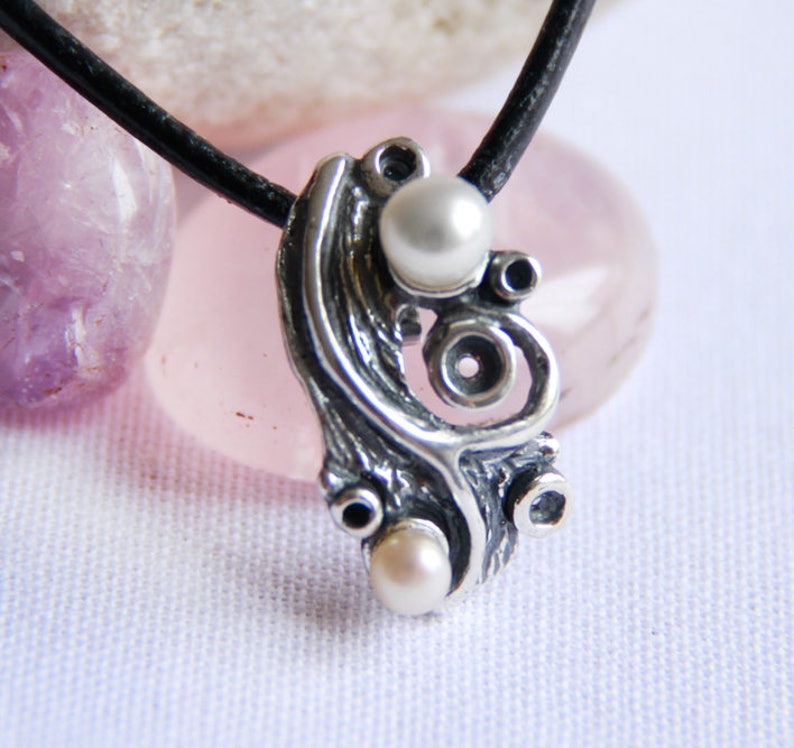 Silver jewelry set Silver drop earrings Pearl earrings Silver pendant Pearl pendant Silver jewellery Gift womenSterling silver Gift