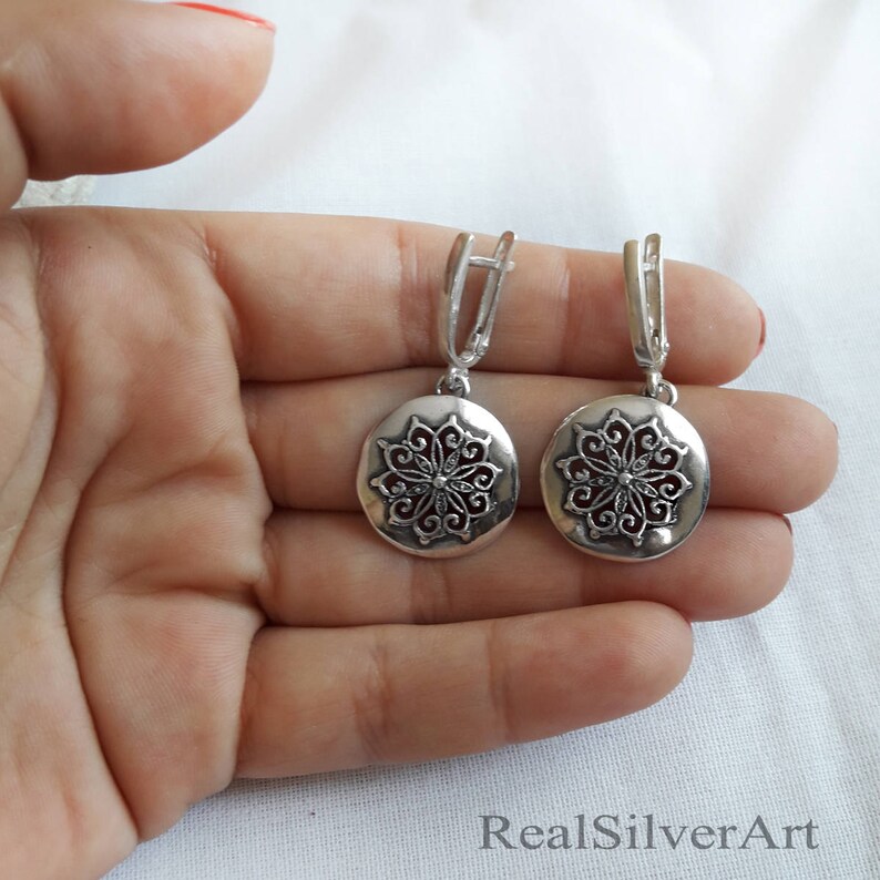 Silver set Silver earrings Solid silver jewelry Romantic jewelry Dangle earrings Vintage style jewelry Gifts for her Silver pendant