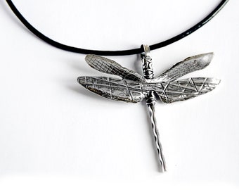 Sterling silver pendant/ Necklace for woman/ Necklaces leather/ Dragonfly necklace sterling silver/ Dragonfly gift/ Jewelry handmade/ Gift
