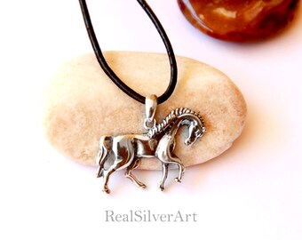 Sterling Silver Horse Medallion Necklace, Horse Charms Pendant, Silver Wholesale Jewelry