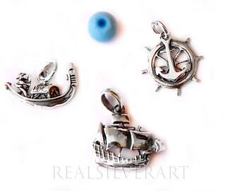 Sea Charms, Anchor Charms, Sail Boat Charm, Beach Jewelry, Children Gift Set