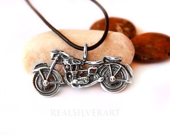 Silver Motorcycle Charm, Funny Motorcycle Pendant Necklace, Motorcycle Kids Gifts