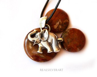 Sterling Silver Elephant Necklace, Elephant Ornament Pendant, Animal Charms, Children Gifts