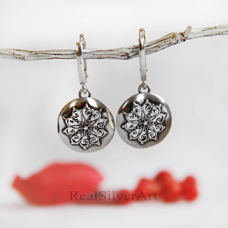 Silver set Silver earrings Solid silver jewelry Romantic jewelry Dangle earrings Vintage style jewelry Gifts for her Silver pendant