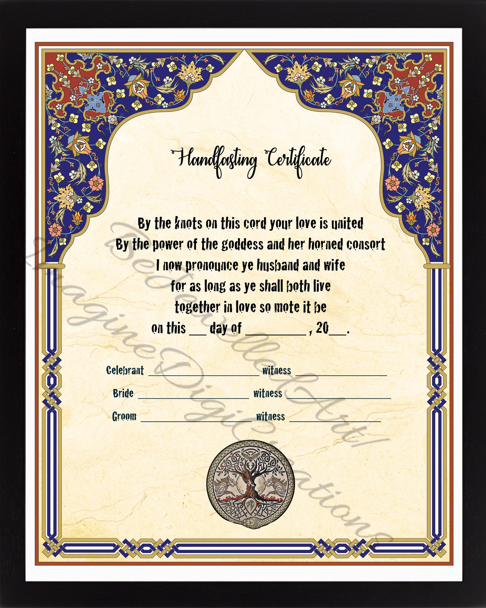 Handfasting Certificate Handfasting BlessingPagan Viking Etsy