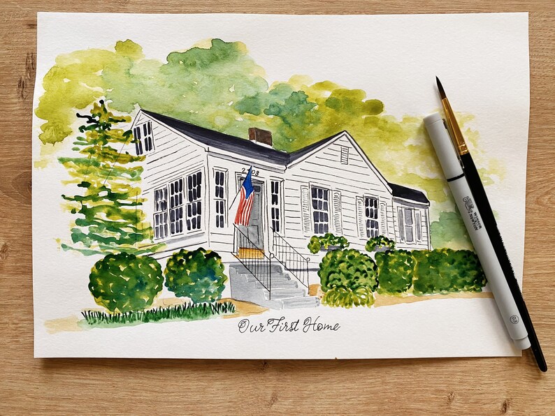Custom House Watercolor Housewarming Gift Home portrait from Etsy