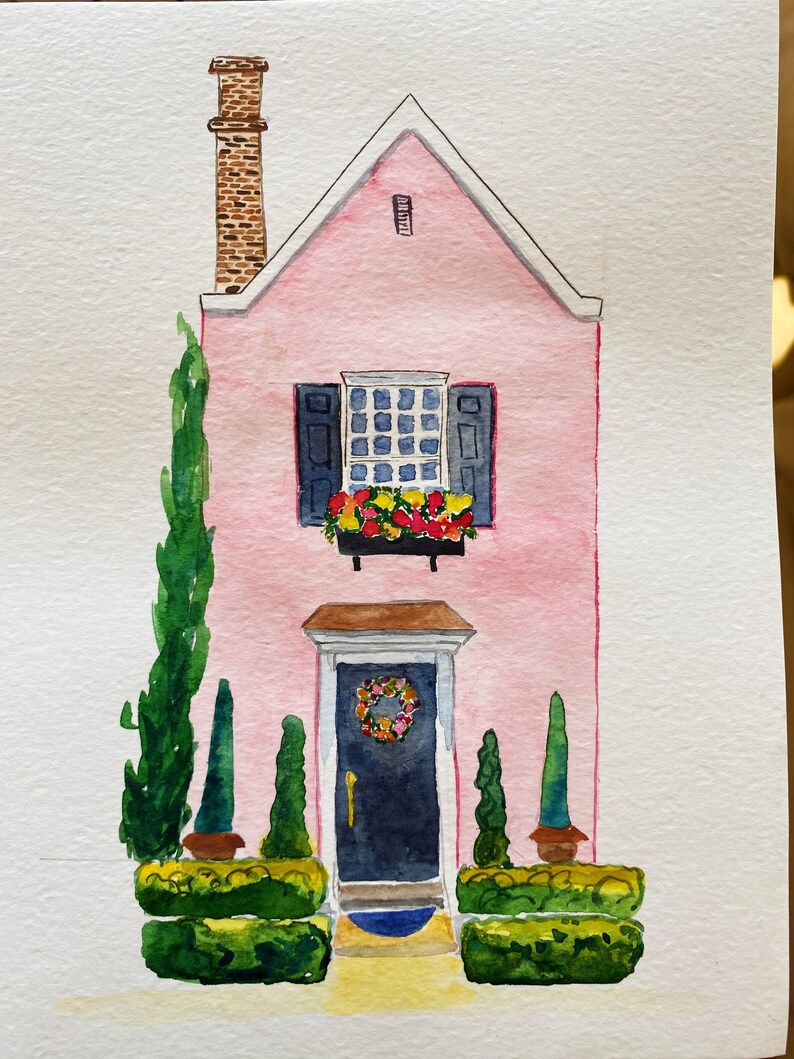 House Painting Watercolor / custom home watercolor / New Home Etsy