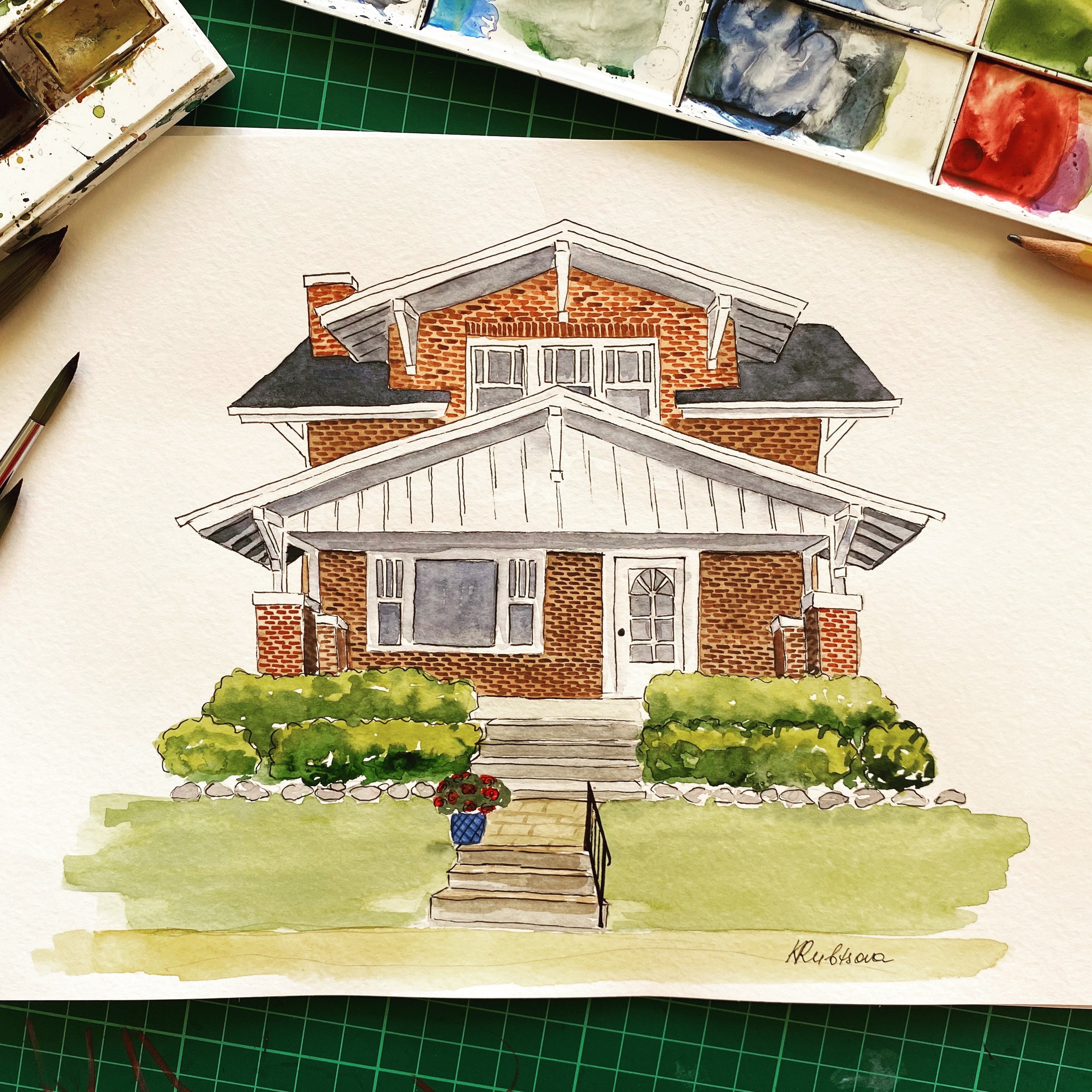 Custom House Watercolor Housewarming Gift Home Portrait From Etsy