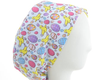 Easter Chicks Scrub Cap, Euro Style Adjustable Surgical Scrub Hat